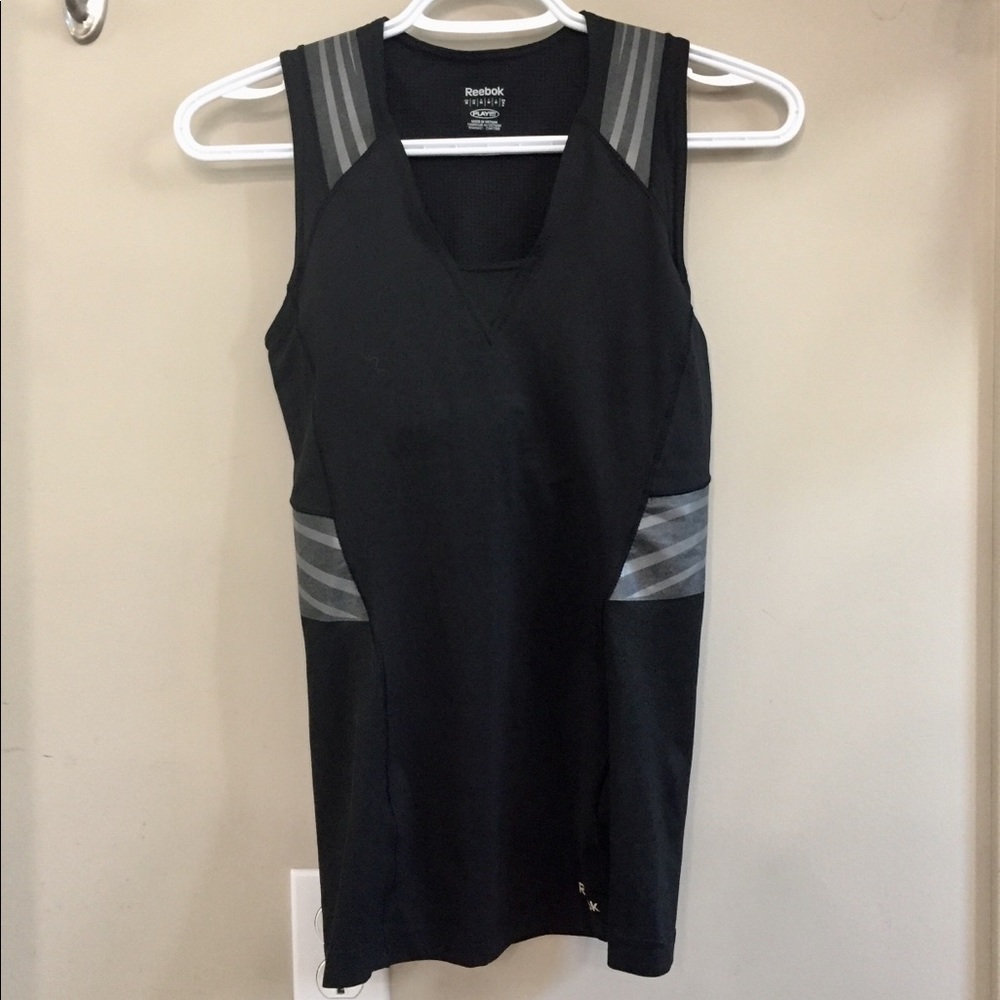 Black and Grey Reebok Athletic Top (Built In Bra)